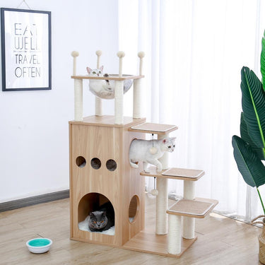 Playhouse Cat Tree With Hammock Cat Furniture KittyNook Cat Company